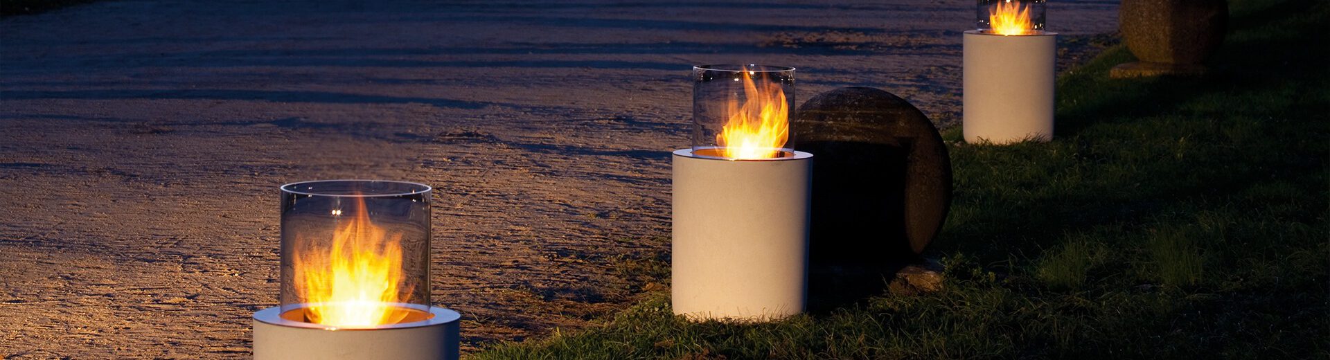 Jar concrete outdoor fireplace