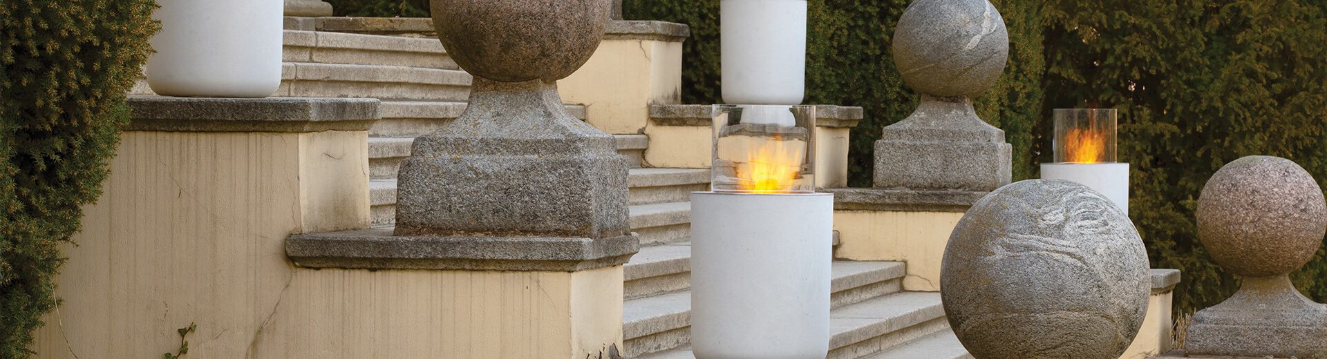 Jar outdoor concrete fireplace